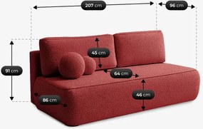 Sofa z Funkcją Spania ARVETO Bordo Boucle Nowoczesna