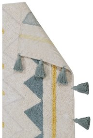 Kremowy bawełniany dywan dziecięcy tkany ręcznie odpowiedni do prania 120x160 cm Azteca Vintage Blue – Lorena Canals