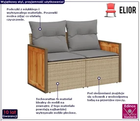 Sofa ogrodowa z szarymi poduszkami Lupuxi