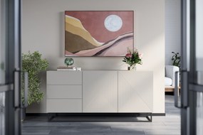 Komoda Asha 167 cm dwudrzwiowa z szufladami - kaszmir / czarny stelaż