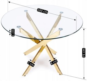 Zestaw Stół Okrągły SALLO 110 cm i 4 Krzesła Tapicerowane Plecione DAN Beżowe Glamour