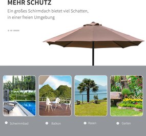 Outsunny duży parasol podwójny parasol oświetlenie LED owalny kolor khaki ze stalową ramą 440 cm x 260 cm parasol ogrodowy parasol na targ na taras z korbką ręczną