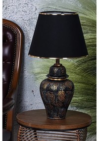 Lampa stołowa w czarno-złotym kolorze z tekstylnym kloszem (wysokość 54 cm) Derin – Opviq lights