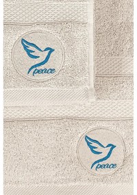 Beżowe bawełniane ręczniki zestaw 2 szt. frotte Peace – Foutastic