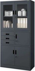 Biurowa szafa aktowa z sejfem Filip 90x40x185 cm antracyt