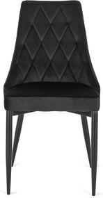 Zestaw Stół Prostokątny Rozkładany CLARK 120-160 cm Czarny Marmur i 4 Krzesła Tapicerowane CORK Czarne Welurowe Loft