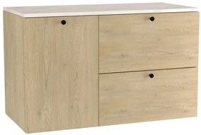 Wisząca szafka pod umywalkę dąb cremona + marmur H4-K43