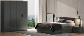 Szary minimalistyczny zestaw do sypialni z szafą i łóżkiem Z4-L80