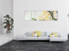 Obraz - Akwarelowy ptaszek na drzewie (170x50 cm)