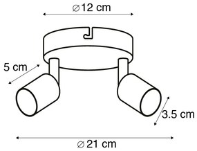 Nowoczesny reflektor biały, obrotowy, okrągły, 2-punktowy - Jeany
