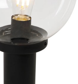 Zewnetrzna Stojąca lampa zewnętrzna czarna z przezroczystą kulą 50 cm IP44 - Sfera Nowoczesny Oswietlenie zewnetrzne