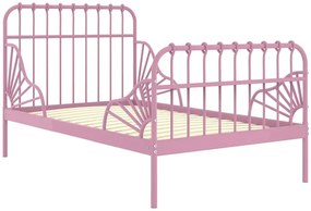 Różowe metalowe łóżko rosnące z dzieckiem 80x130/200 cm - Kasja