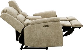 Kanapa 2-osobowa z elektryczną funkcją relax tkaniny taupe ze stolikiem NEVERS