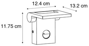 Zewnetrzna Kinkiet / Lampa scienna zewnętrzny szary w tym LED IP54 z czujnikiem ruchu - Zane Nowoczesny Oswietlenie zewnetrzne