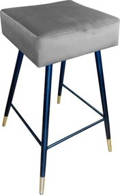 Hoker MAX krzesło barowe tkanina Welur podstawa metalowa : Kolor nogi - Czano-złota stożek, Kolor tkaniny - VELVET - MG17, Typ siedziska - Siedzisko stałe