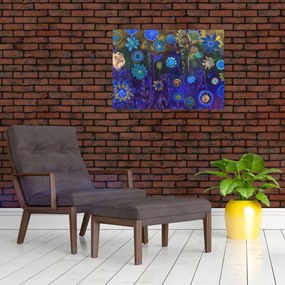Obraz ciemnoniebieskich kwiatów (70x50 cm)