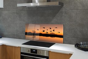 Szkło do Kuchni na Ścianę Lot Ptaków o Zachodzie Słońca