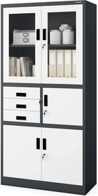Biurowa szafa aktowa z sejfem Filip 90x40x185 cm antracyt/biały