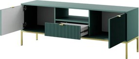 NAYA Szafka RTV 154 zielona (LABRADOR) | złoty stelaż