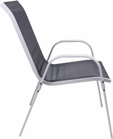 Zestaw 4 krzeseł ogrodowych BARI, stal i tekstylen, czarne