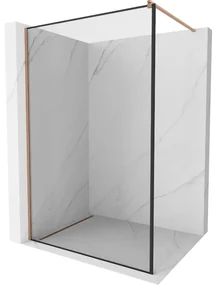 Mexen Kioto ścianka prysznicowa Walk-in 130 x 200 cm, czarny wzór 8 mm, miedź szczotkowana - 800-130-101-65-70
