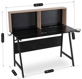 Loftowe biurko dla gracza brazowy + czarny E3-P96