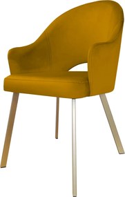Krzesło Velvet tkanina Welur noga metalowa : Kolor nogi - Złota profil, Kolor tkaniny - VELVET - MG15, Typ siedziska - Siedzisko stałe