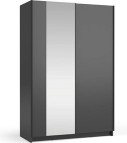 Szafa Przesuwna CERON 120 cm z Lustrem Szafa Dwudrzwiowa, Czarny