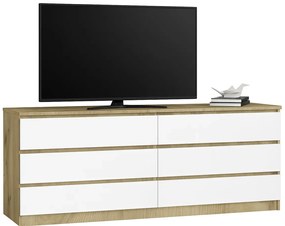 Komoda RTV z szufladami dąb artisan + biały E6-L46