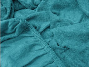 PrzytulneMieszkanie.pl Frotte prześcieradło turkusowe 90 x 200 cm