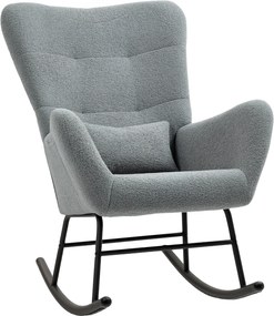 HOMCOM Fotel Bujany, Pokrycie Pluszowe, Poduszka Lędźwiowa, Antypoślizgowy, do 120 kg, Szary