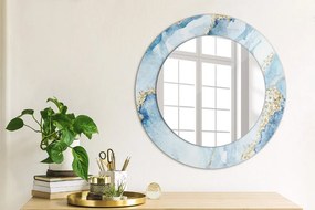 Lustro z nadrukiem dekoracyjne okrągłe Niebieski marmur złoto
