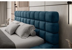 Niebieskie tapicerowane łóżko dwuosobowe ze schowkiem ze stelażem 140x200 cm Dizzle – ELTAP