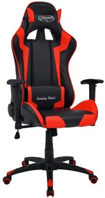 Czarno-czerwony fotel gamingowy z poduszkami H9-B76