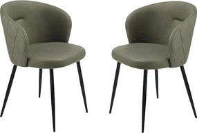 Komplet 2 zielonych krzeseł do jadalni "Boston" ze skóry ekologicznej cm 56x55 78h