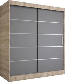 Szafa przesuwna dąb sonoma + antracyt 180 cm N0-N21