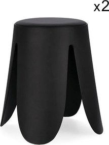 Zestaw 2 czarnych stołków z polipropylenu - IMOGEN