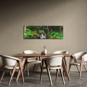 Obraz strumienia w lesie (z zegarem) (90x30 cm)