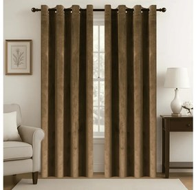 Zasłona zaciemniająca VELVET 140x250 cm, brązowa Zawieszanie: Metalowe pierścienie