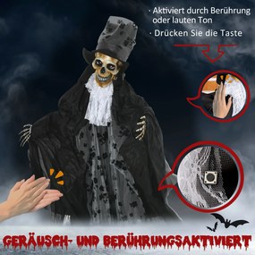 Outsunny Dekoracja Halloween Duch Pana Młodego z Efektami Specjalnymi i Funkcją Dźwiękową 125 cm x 65 cm x 189 cm