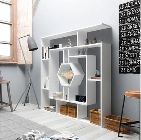 Nowoczesny, biały regał, 134 x 134 x 22 cm | Płyta wiórowa pokryta melaminą, grubość 18 mm | Stylowe rozwiązanie do przechowywania przedmiot