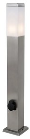 Lampa zewnętrzna stalowa 80 cm z gniazdkiem IP44 - Malios