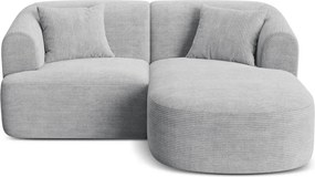 Jasnoszary sztruksowy narożnik (prawostronny/z szezlongiem) Campi – Cosmopolitan Design