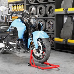 HOMCOM Stojak Motocyklowy Zestaw do Przedniego/Tylniego Koła Podnośnik Motocyklowy do 544 kg Stalowy Czerwony