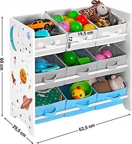 Regał na zabawki z materiałowymi pojemnikami Suzano 33