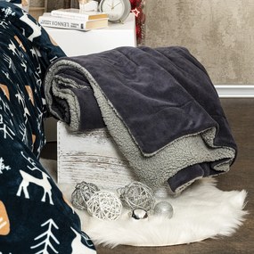 4Home Koc z barankiem jasnoszary/antracytowy, 150 x 200 cm