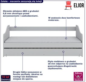 Podwójne łóżko z barierką i 2 materacami 90x200 Limi 3X