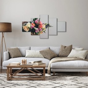 Obraz kosza z kwiatami (125x70 cm)