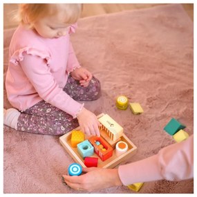 Classic world drewniane klocki sensoryczne 7 funkcji układanka multifunkcyjna kształty dźwięk montessori 14 el.