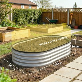 Outsunny Podwyższone Grządki Metalowe Zestaw 2 szt. 135 x 90 x 30 cm Owalne Grządki z Gumowymi Krawędziami | Aosom PL